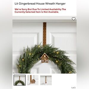 New Pottery Barn Lit Gingerbread House Wreath Hanger, 3”X6”X15”